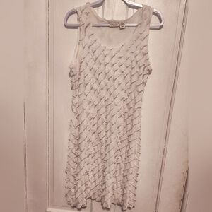 KIM Rogers Petite White A-Line Cocktail Dress With Ruffles Front And Back